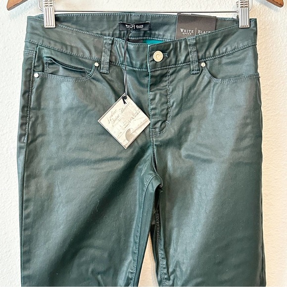 WHBM x Saint Honore Spruce Green Coated Skinny Jean Zip Ankle Women’s Si… - Picture 6 of 12